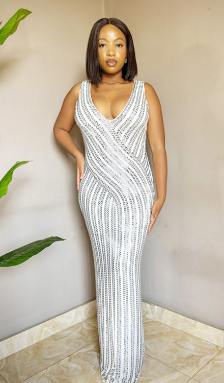 Theresa Embellished Maxi Dress - M